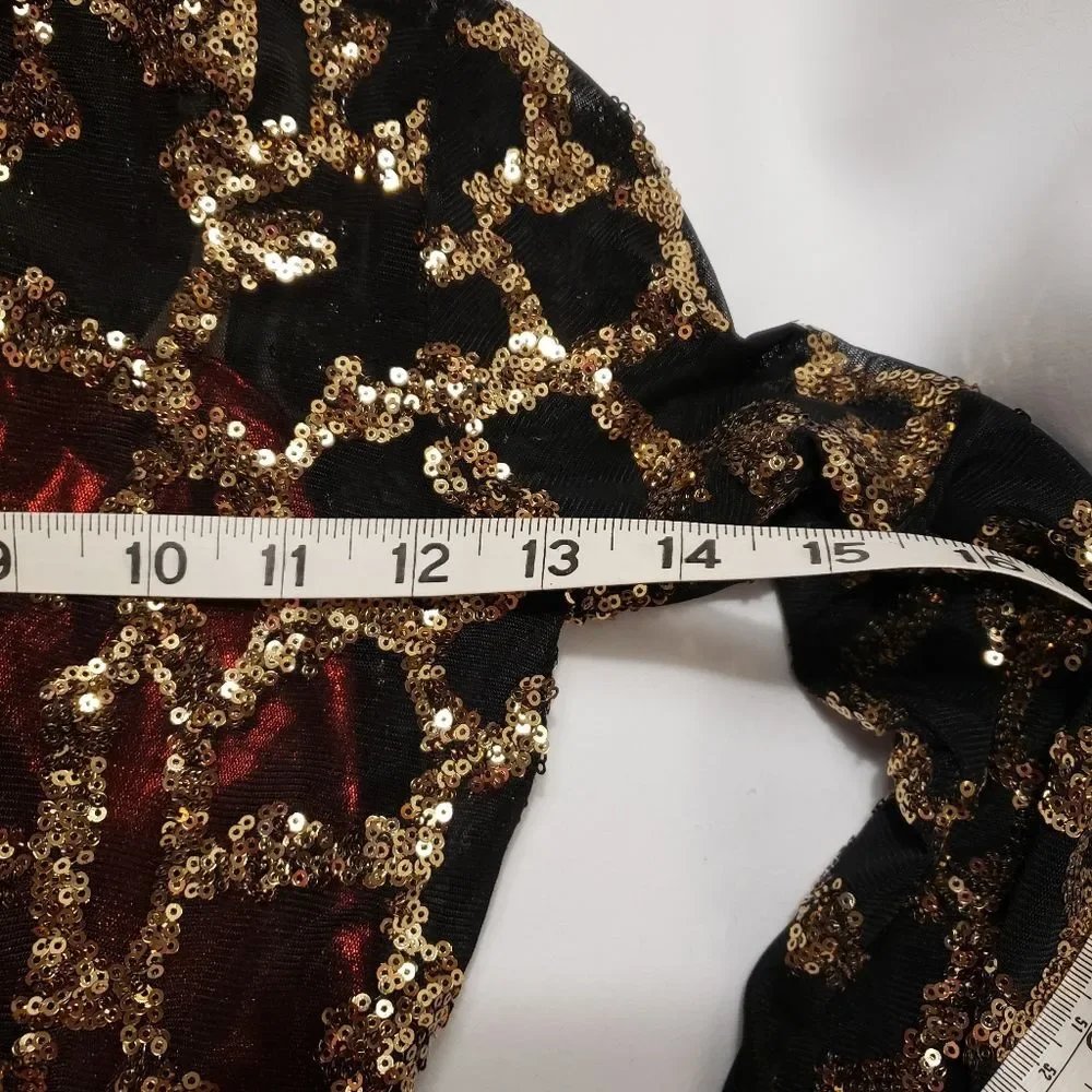 Jazz, Tap Dance Costume, Red Black Gold, Medium Child
